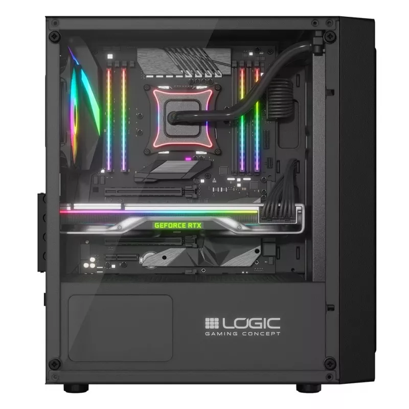 Logic Atos ARGB Mini USB 3.0 Micro Tower korpuss, melns (AM-ATOS-10-0000000-0002)