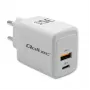 Lādētājs QOLTEC 51824 GaN 35W USB-C PD & USB QC 3.0, 5–20V, 1x USB-C, 1x USB-A