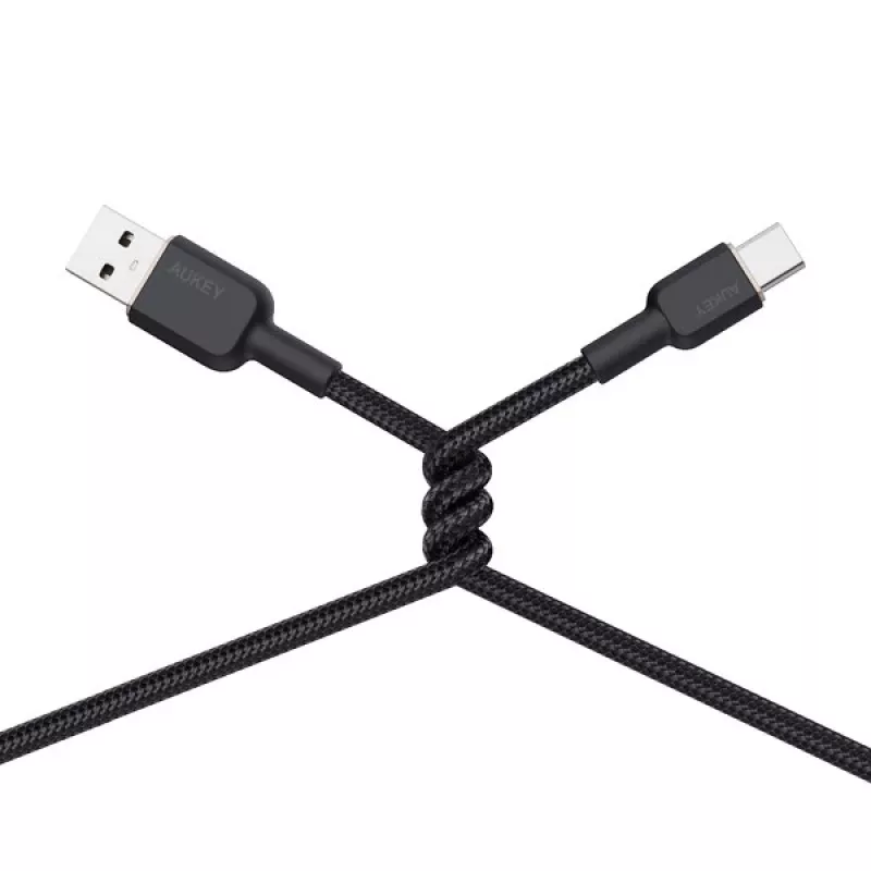 USB A uz USB C kabelis Aukey CB-NAC1, 1 m, pīts neilons, USB PD 60W, USB 2.0