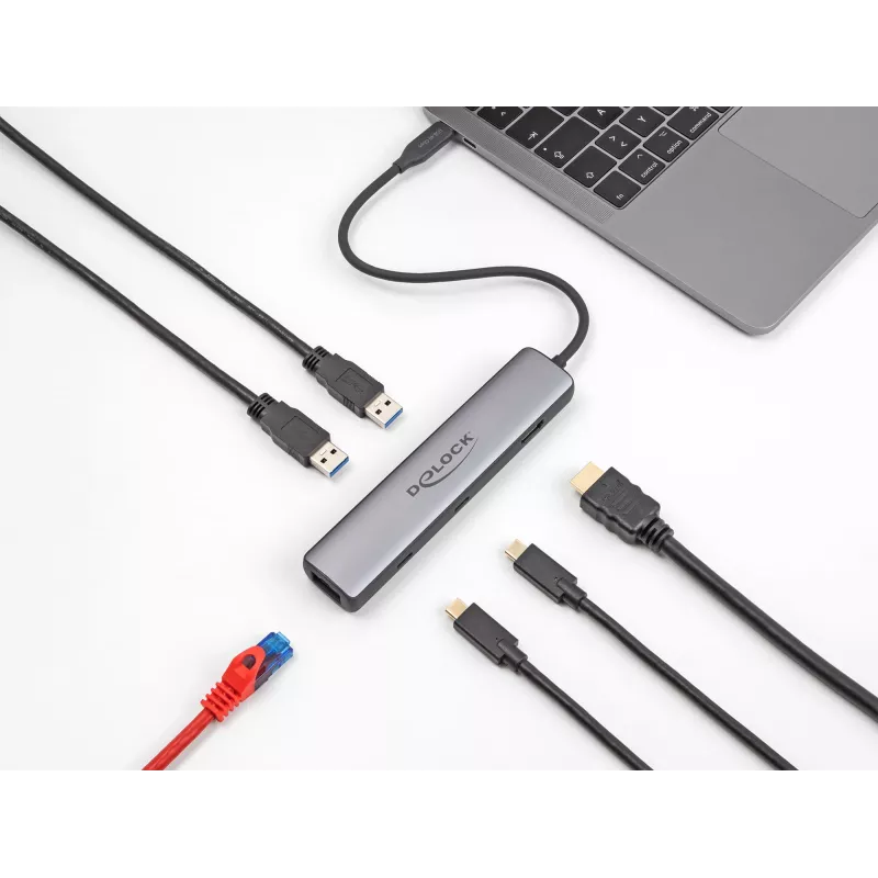 DeLOCK USB Type-C dokstacija 8K HDMI USB 10 Gbps 2.5 Gigabit LAN PD 100W