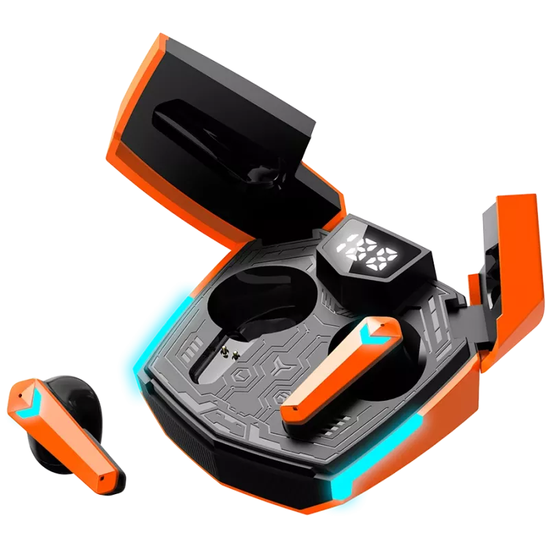 Canyon GTWS-2 Bezvadu austiņas ar auss āķi spēlēm USB Type-C Bluetooth uzlādes doks oranžs (CND-GTWS2O)