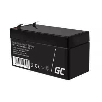 Hermētiska svina-skābes (VRLA) baterija zaļa Cell AGM17 12 V 1,2 Ah — augstums 52 mm, 43×97 mm, 0,5 kg