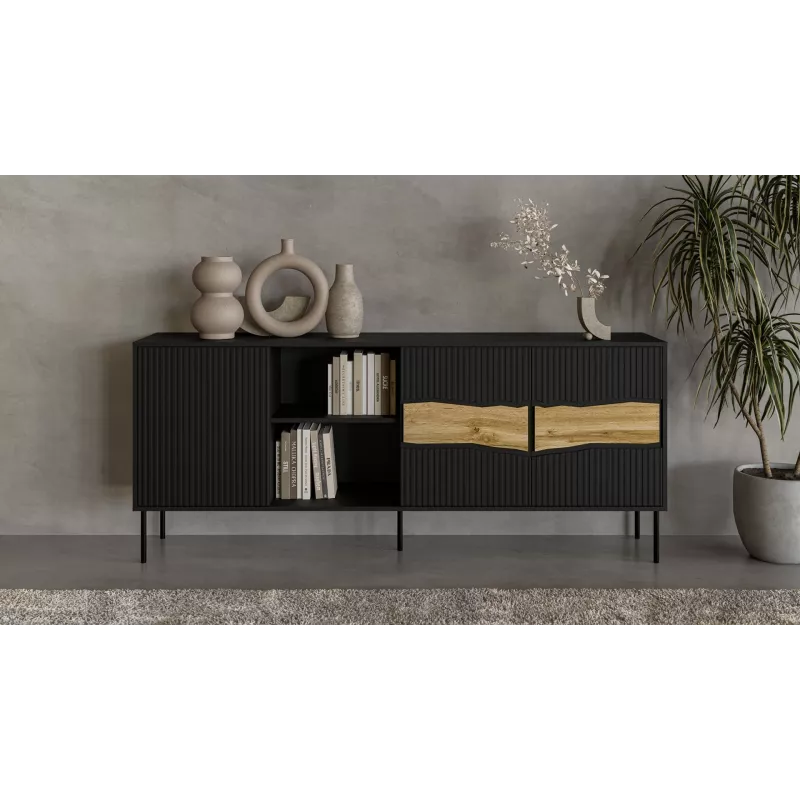 Cama INSERTO 3D1W kumode 190x40x80 melns + LED