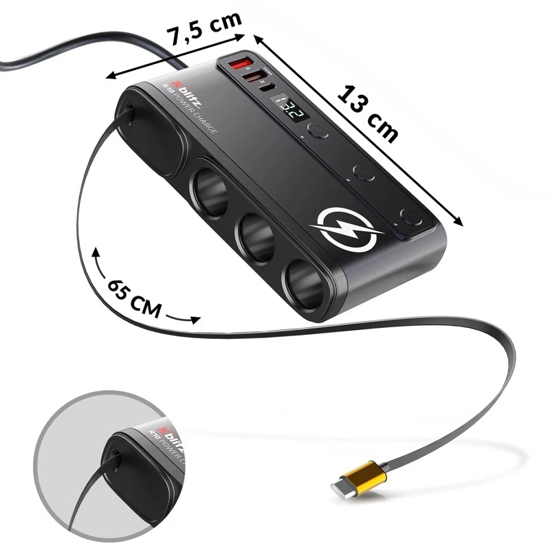 Xblitz R10 Power Charge auto ligzdas sadalītājs