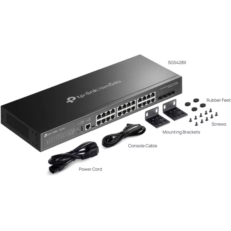 TP-Link Omada SG5428X tīkla slēdzis Pārvaldāms L3 Gigabit Ethernet (10/100/1000) Melns