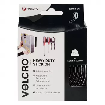 VELCRO Klettband Extra Stark Selbstklebend, Haken & Flausch 50mm x 1m Schwarz