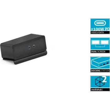 Dokstacija PureLink Mediahub2 USB-C (M2-ENC07-9940) – melna, USB-C pieslēgvieta resursdatoram