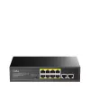 Tīkla slēdzis Cudy FS1010PG — 10/100 Mbps, 8 PoE porti, 2 augšupielādes porti, 120 W PoE budžets, metāla korpuss
