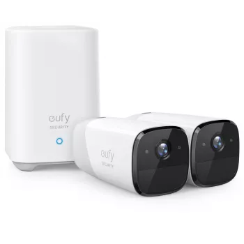 Eufy Security, eufyCam 2 Pro bezvadu mājas drošības kameru sistēma, 365 dienu akumulatora darbības laiks, HomeKit saderība, 2K izšķirtspēja, IP67 laikapstākļu izturība, nakts redzamība, 2 kameru komplekts, bez ikmēneša maksas