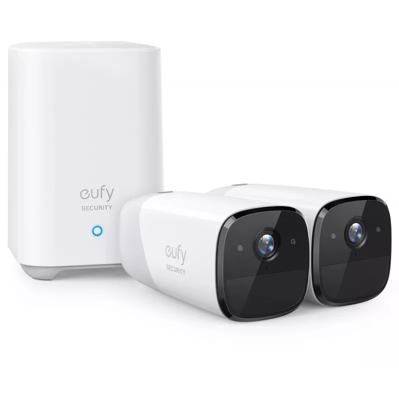 Eufy Security, eufyCam 2 Pro bezvadu mājas drošības kameru sistēma, 365 dienu akumulatora darbības laiks, HomeKit saderība, 2K izšķirtspēja, IP67 laikapstākļu izturība, nakts redzamība, 2 kameru komplekts, bez ikmēneša maksas