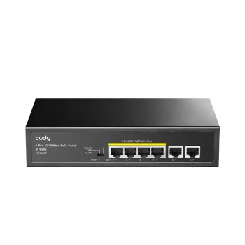 Tīkla slēdzis Cudy FS1006P Fast Ethernet 6 portu (4 PoE, 1 PoE+) 10/100 Mb/s, 1,2 Gbit/s joslas platums, metāla korpuss, statīva/sienas stiprinājums