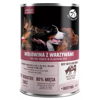 Mitrā suņu barība PetRepublic PET REPUBLIC Adult Medium & Large Beef ar dārzeņiem 1250 g