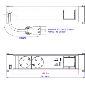 Bachmann 916.504 strāvas adapteris, melns