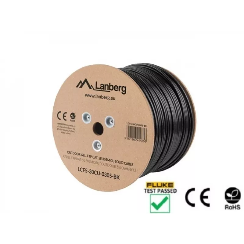 Tīkla kabelis Lanberg LCF5-30CU-0305-BK RJ45 Cat5e 305 m melns