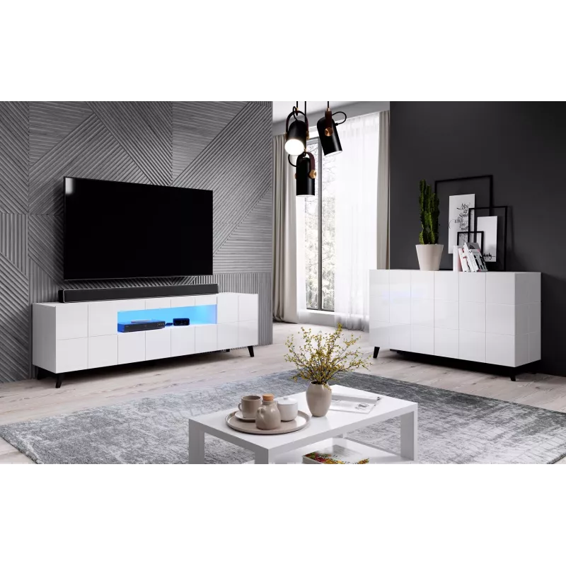 Cama Kumode 2D REJA balts glancēts/balts glancēts