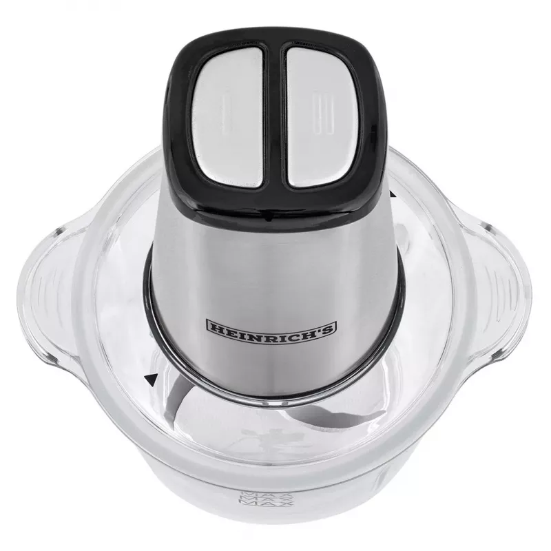Elektriskais virtuves smalcinātājs HEINRICH'S HMZ 8850, 500 W, 2 L bļoda, 4 asmeņi, tehnopolimērs, sudraba