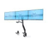 StarTech.com šķērssiju trīskāršais monitora galda statīvs līdz trim 27 collu ekrāniem, VESA 75x75/100x100, bezinstrumentu sviras regulēšana, C veida skava/cauruma stiprinājums, ar atsperēm asistēta svira