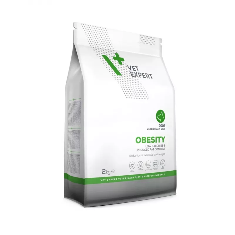 Sausā suņu barība VETEXPERT Veterinary Diet Obesity 2 kg — pieaugušu suņu svara kontrolei, mājputnu gaļa, olbaltumvielas 30%, tauki 6,5%
