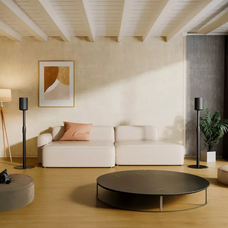 Grīdas statīvs MACLEAN MC-496 Sonos Era 100 un 300, regulējams augstums 682–1068 mm