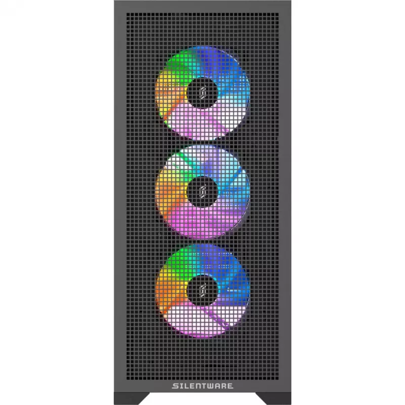 PC case Silentware Core 100 A-RGB Melns — model CORE100Melns, A-RGB lighting, mid-tower form factor