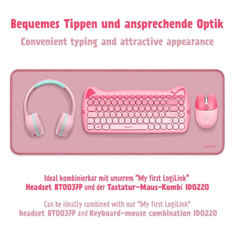 XXL galda paliktnis pelei un tastatūrai, rozā