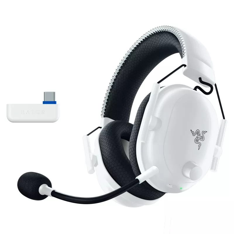 Razer BlackShark V2 Pro for PlayStation bezvadu austiņas, galvas saite, spēlēm, USB Type-C, Bluetooth, balta