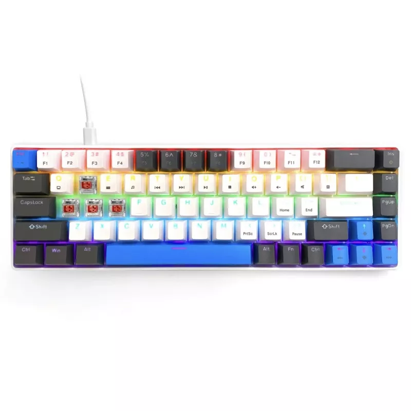 Mehāniskā tastatūra MEDIA-TECH MT1259 Red Core MX60, 60% formas faktors, CHERRY MX Red slēdži, RGB fona apgaismojums, USB, augsta profila taustiņi