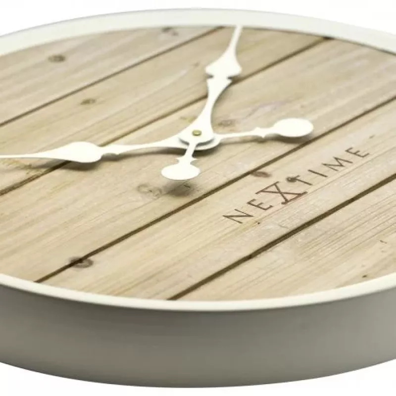 NeXtime klok 3134wi Plank, Ø50 cm, siena, balts