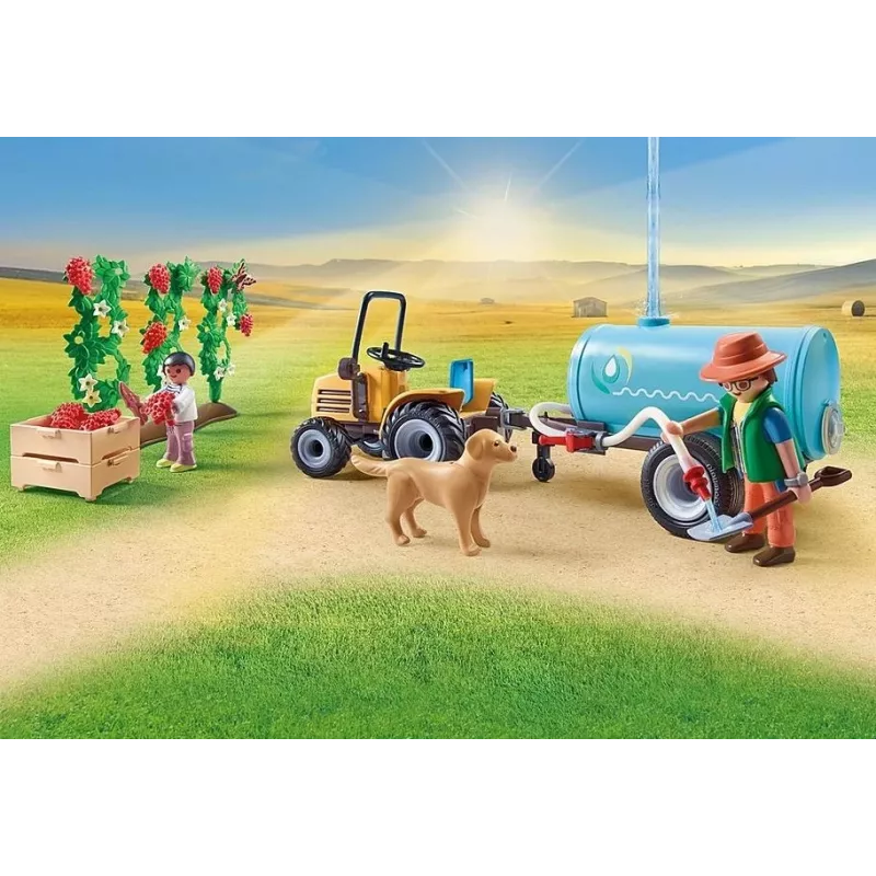 Playmobil 71442 Lauki: Traktors ar piekabi un ūdens tvertni Svaiga raža fermā Mācīšanās par vidi Jautra iztēles lomu spēle