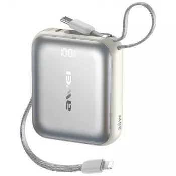 Ārējais akumulators Awei AS-181 10000mAh 35W ar iebūvētu kabeli