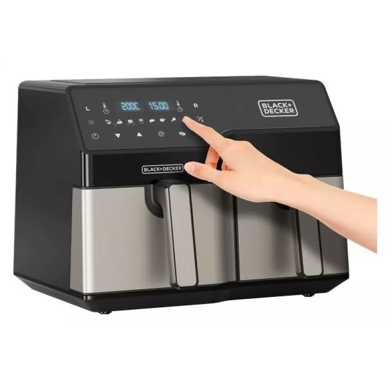 Karstā gaisa fritieris Black & Decker BXAF9000E Dual Basket 9 L, 2500 W, 80–200 °C, 2 grozi, 8 programmas