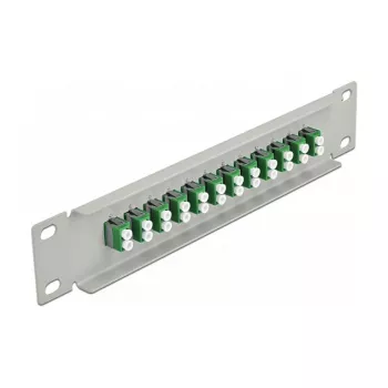 Fiber Optic Patch Panel DeLOCK 10 inch 12 Port LC Duplex zaļa 1U pelēka