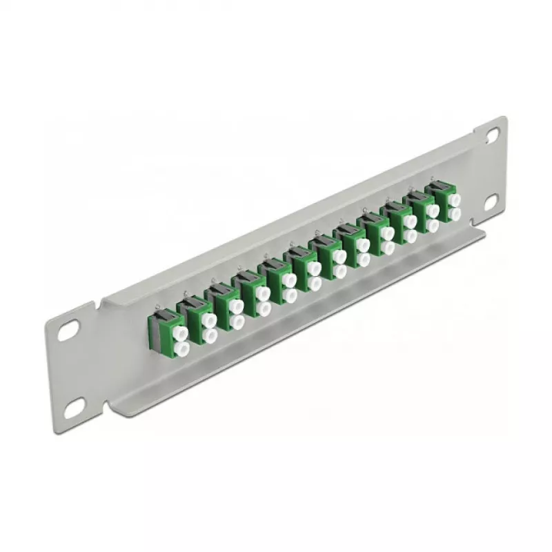 Fiber Optic Patch Panel DeLOCK 10 inch 12 Port LC Duplex zaļa 1U pelēka