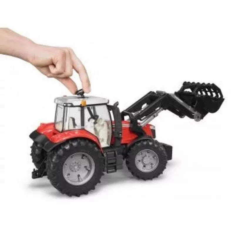 Rotaļu traktors BRUDER Massey Ferguson 7624 ar priekšējo iekrāvēju, sarkans, bērniem no 3 gadu vecuma