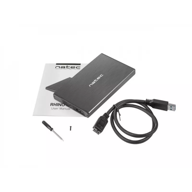 NATEC RHINO GO korpuss USB 3.0 2,5'' SATA HDD/SSD, melns alumīnijs