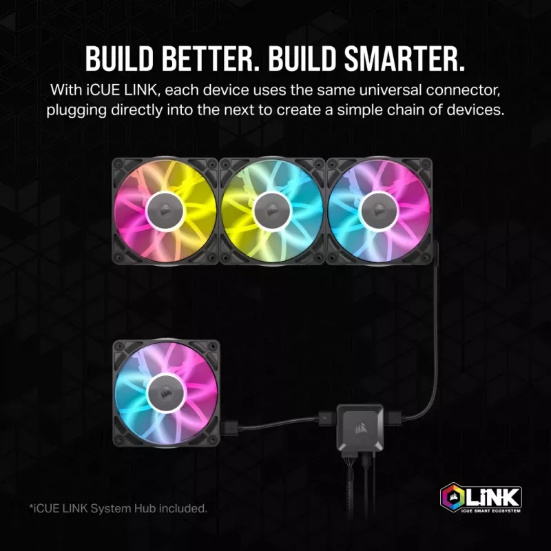 Corsair iCUE LINK RX140 ARGB 140mm balta 2-Pack