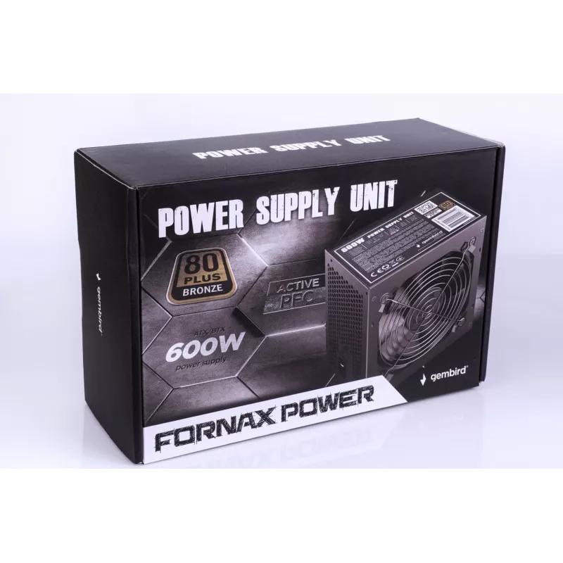 Barošanas bloks ATX 80+Bronze 600W aktīvais PFC, 12cm ventilators