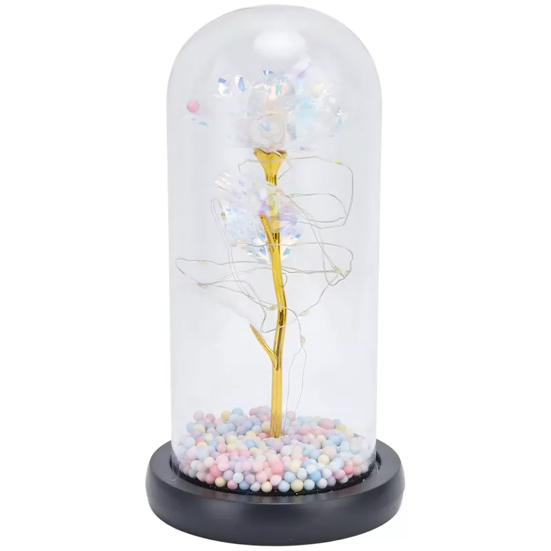 Mūžīgā roze stiklā Extralink Home, balta LED gaisma