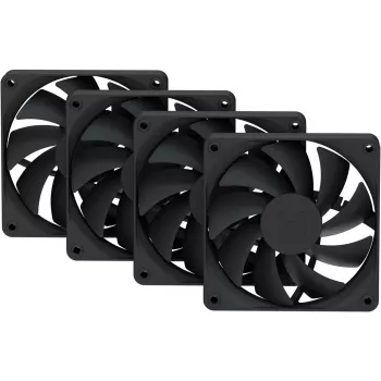 120 mm korpusa ventilatoru 4 paka HYTE FA12 melns, PWM atbalsts, standarta 120mm montāža