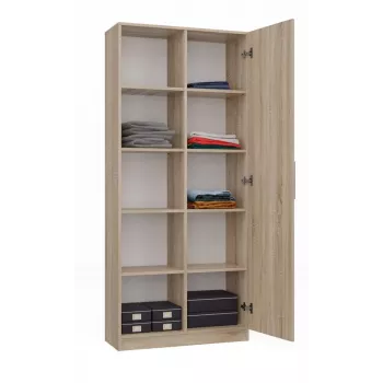 Biroja grāmatu skapis Top e shop RD-80 SONOMA KPL, ozola apdare, 10 plaukti, 800×300×1820 mm, skaidu plātnes rāmis