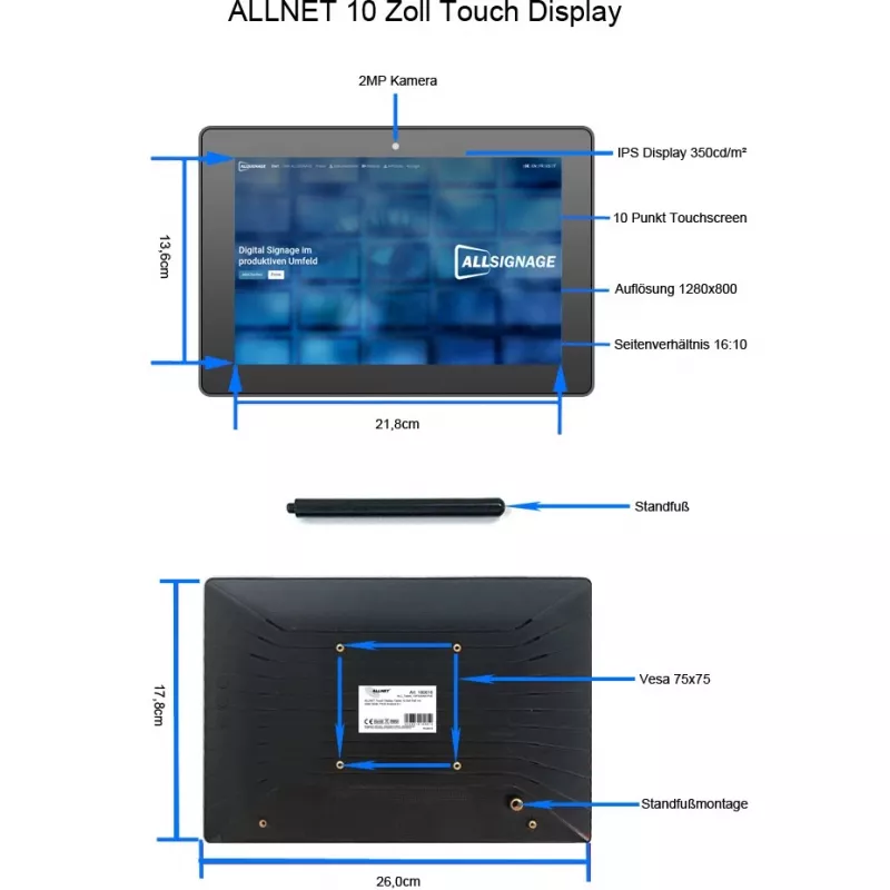 Planšetdators ALLNET PrimeOne-120, 12 collu skārienekrāns, 8 GB RAM, 64 GB atmiņa