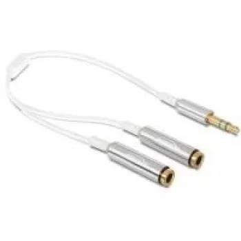 Audio kabelis DeLOCK 65355 0,25 m 3,5 mm 2 x 3,5 mm Sudraba Balts