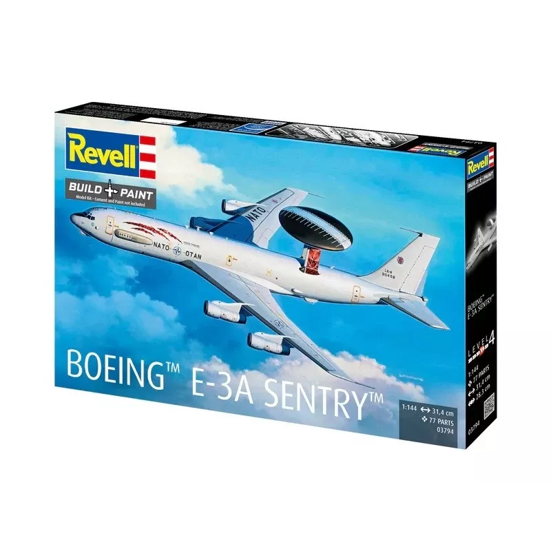 Plastmasas modelis REVELL Boeing E-3A Sentry 1:144 mēroga lidmašīnas modeļa komplekts