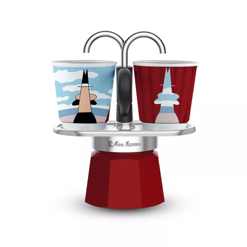 Bialetti Mini Express Magritte Moka krūze, sarkana, sudraba