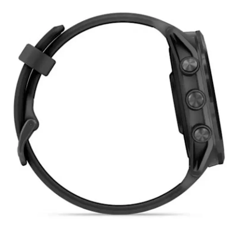 Viedpulkstenis GARMIN Forerunner 570 — 47 mm šīfera pelēks alumīnija korpuss, caurspīdīga melna silikona siksniņa