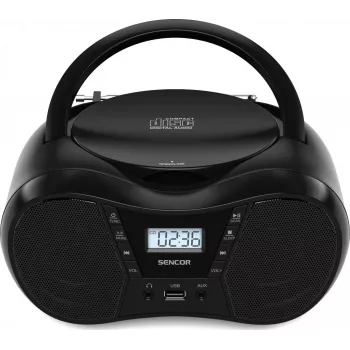 Bumbokss SENCOR SPT2300BK — CD atskaņotājs, MP3, USB, Bluetooth 5.1, FM, AUX, 4W, baterija/maiņstrāva