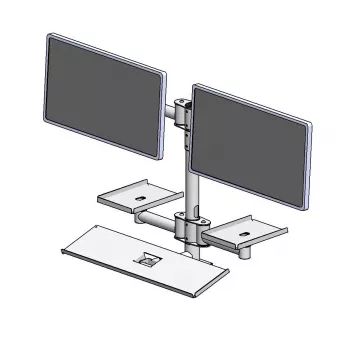Pie sienas stiprināms stabs ar dubultām montāžas svirām, ergonomic solutions, modelis EET063-02