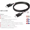 CLUB3D DisplayPort 2.1 Divvirzienu VESA DP80 sertificēts kabelis 4K240Hz, 8K60Hz vai 10K30Hz M/M 1,2 m/3,94 pēdas