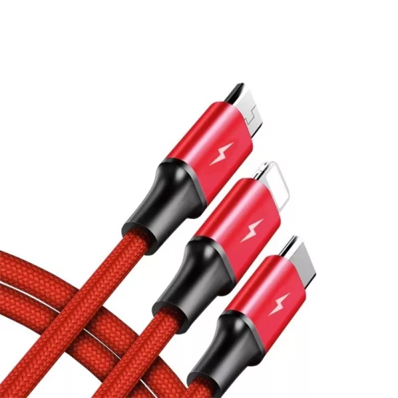 UNITEK C4049RD USB kabelis 1,2 m USB A USB C/Micro-USB B/Lightning Sarkans