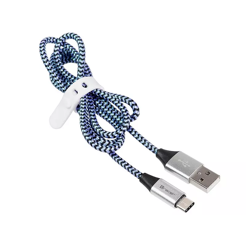 Tracer TRAKBK46266 USB kabelis USB 2.0 1 m USB C USB A Melna Zila Sudraba